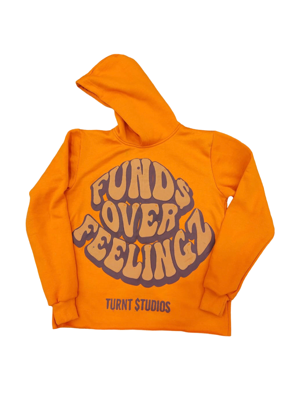 “ORANGE & BROWN” FUND$ OVER FEELINGZ OVERSIZED CROPPED HOODIES